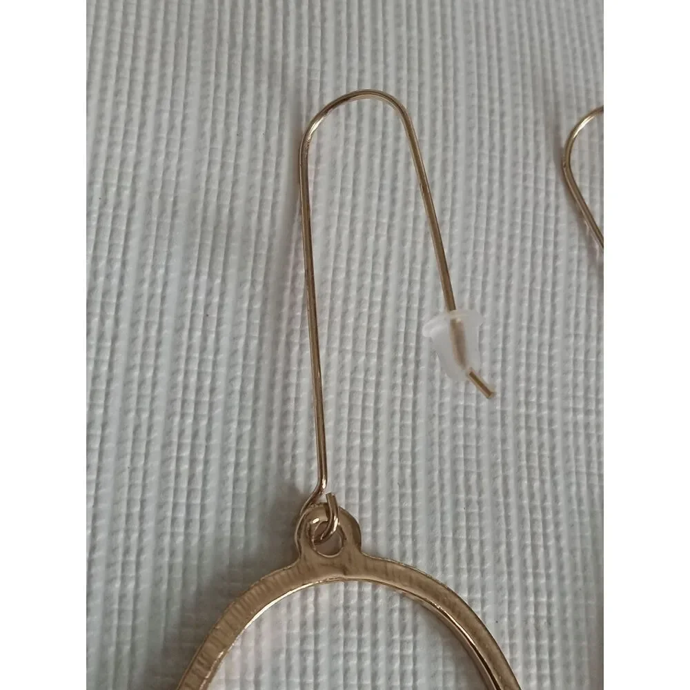 Gold Toned Abstract Women's Breast Lightweight Wire Metal Chest Dangle Earrings